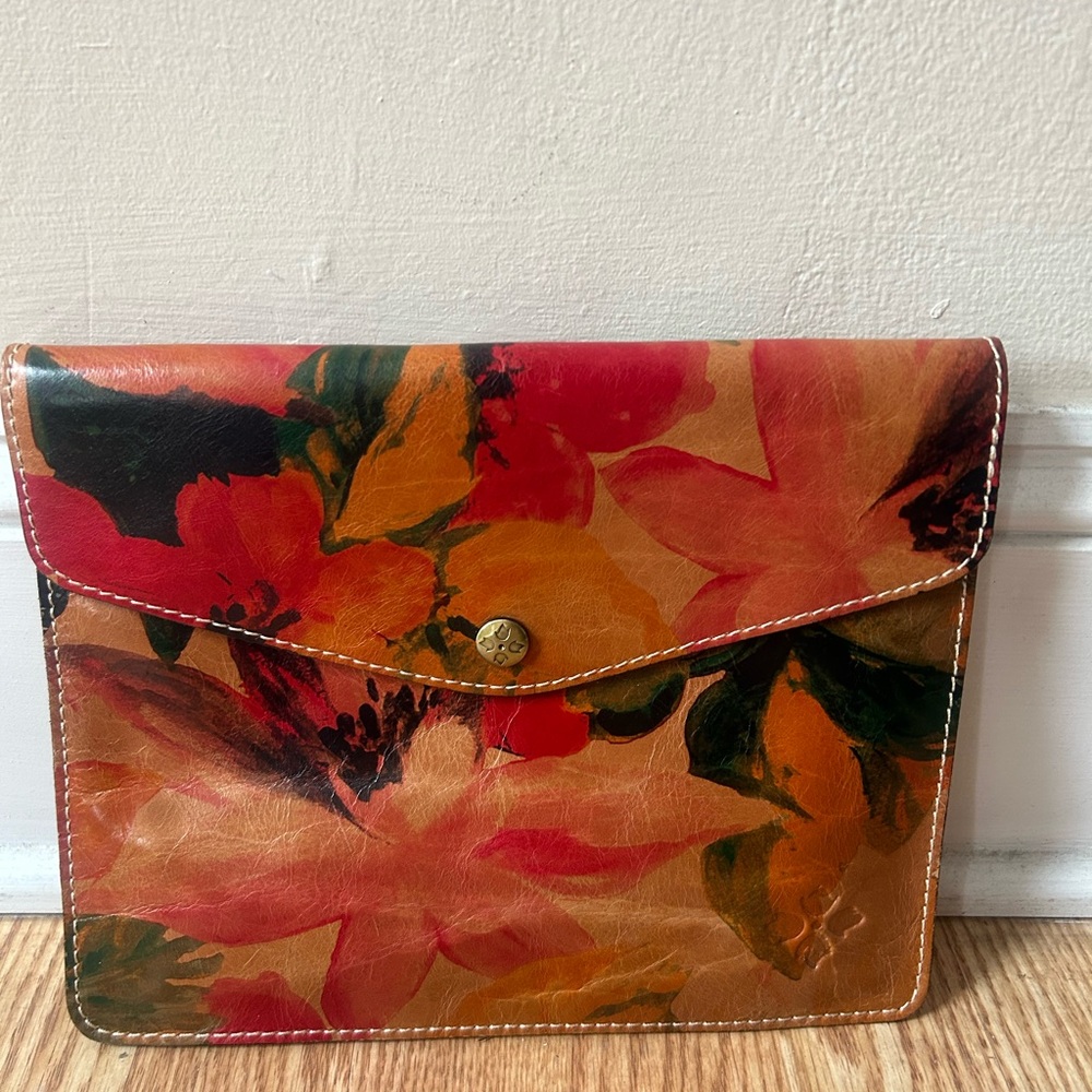 Floral Leather Clutch/iPad Case